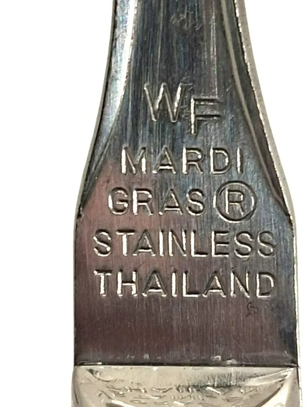 WF Mardi Gras Stainless Steel 2 Tea 2 Table Spoons Red Handles Vintage Flatware